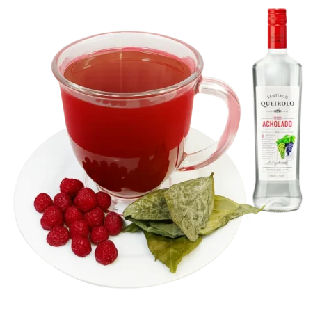 Calientito con Néctar de Frutas, Frambuesa, Té verde y Pisco - Vaso x 300 ml