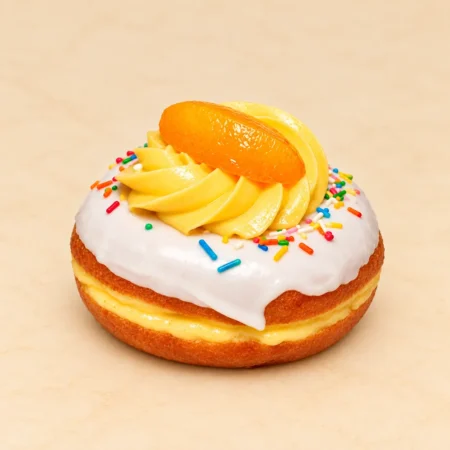 Dona con crema pastelera y durazno