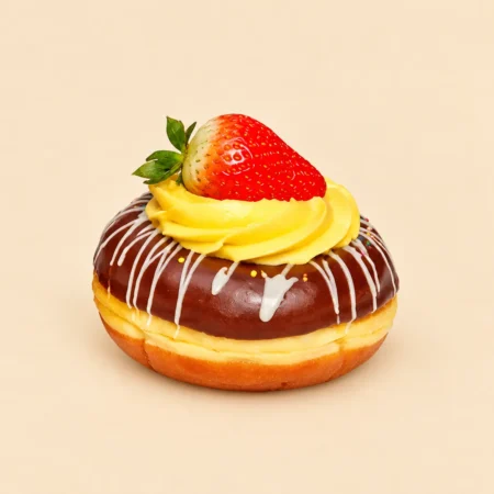 Dona con crema pastelera y fresas
