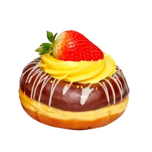 Dona con crema pastelera y fresas